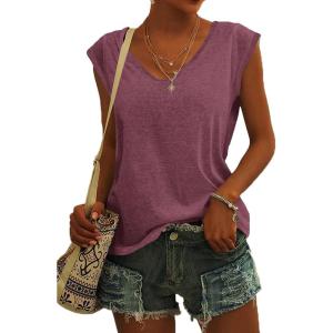 t-Shirt à Manches Courtes pour Femmes, débardeur d&rsquo;été Simple et décontracté, Coupe Ample, Hauts Chemisiers(01-bordeaux)