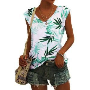 t-Shirt à Manches Courtes pour Femmes, débardeur d&rsquo;été Simple et décontracté, Coupe Ample, Hauts Chemisiers(02-à Fleurs-10)