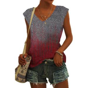 t-Shirt à Manches Courtes pour Femmes, débardeur d&rsquo;été Simple et décontracté, Coupe Ample, Hauts Chemisiers(03-dégradé-1)