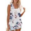 Débardeur Femme Chic et élégant col Rond 2024 ete Hauts sans Manche(Blanc Floral)