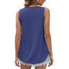 Débardeur Femme Chic et élégant col Rond 2024 ete Hauts sans Manche(Bleu)