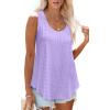 Débardeur Femme Chic et élégant col Rond 2024 ete Hauts sans Manche(Lilas)