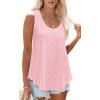 Débardeur Femme Chic et élégant col Rond 2024 ete Hauts sans Manche(Rose)