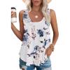 Débardeur Femme Chic et élégant col Rond 2024 ete Hauts sans Manche(Blanc Floral)