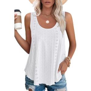 Débardeur Femme Chic et élégant col Rond 2024 ete Hauts sans Manche(Blanc)