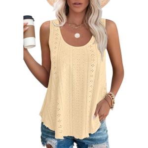 Débardeur Femme Chic et élégant col Rond 2024 ete Hauts sans Manche(Jaune)