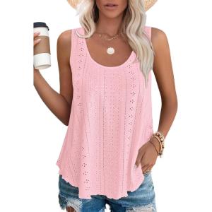 Débardeur Femme Chic et élégant col Rond 2024 ete Hauts sans Manche(Rose)