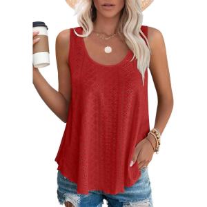 Débardeur Femme Chic et élégant col Rond 2024 ete Hauts sans Manche(Rouge)