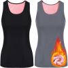 Sintege 2 Débardeurs Thermiques sans Manches en Polaire Camisole Tank Top en Coton Hauts Thermiques pour Femmes(Noir  Gris)