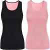 Sintege 2 Débardeurs Thermiques sans Manches en Polaire Camisole Tank Top en Coton Hauts Thermiques pour Femmes(Noir  Rose)