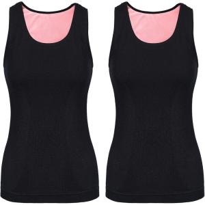 Sintege 2 Débardeurs Thermiques sans Manches en Polaire Camisole Tank Top en Coton Hauts Thermiques pour Femmes(Noir)