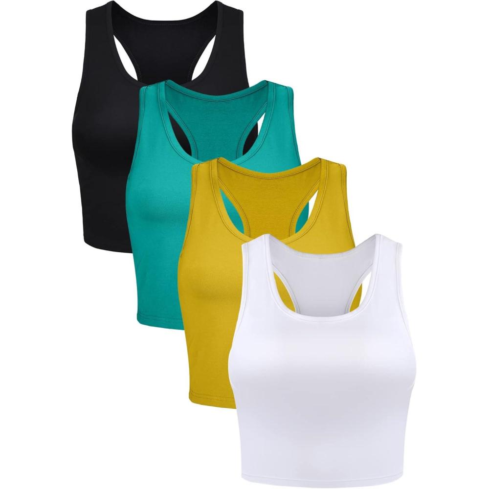 image:imageBOAO Haut Court Basique Basique FemmeNoir  Blanc  Jaune Vif  Vert