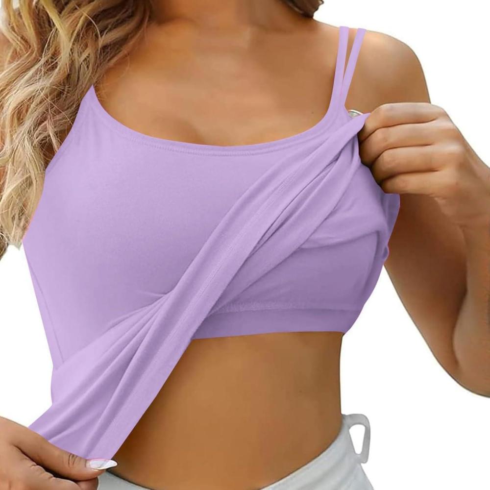 image:imageSoutienGorge intgr rglable pour Femme dbardeur Ajustable dbardeur de Yoga dbardeur de Sport rembourr et intgr pour ltViolet Clair