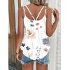 Debardeur Femme Été Top 2024 Chic Haut sans Manche Bretelles Spaghetti Rond Sangle Chemise Fluide Ample Camisole Top Tee Caraco(A-neu-blanc)