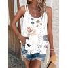 Debardeur Femme Été Top 2024 Chic Haut sans Manche Bretelles Spaghetti Rond Sangle Chemise Fluide Ample Camisole Top Tee Caraco(A-neu-blanc)