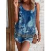 Debardeur Femme Été Top 2024 Chic Haut sans Manche Bretelles Spaghetti Rond Sangle Chemise Fluide Ample Camisole Top Tee Caraco(A-neu-bleu)