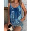 Debardeur Femme Été Top 2024 Chic Haut sans Manche Bretelles Spaghetti Rond Sangle Chemise Fluide Ample Camisole Top Tee Caraco(A-neu-bleu)