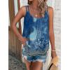 Debardeur Femme Été Top 2024 Chic Haut sans Manche Bretelles Spaghetti Rond Sangle Chemise Fluide Ample Camisole Top Tee Caraco(A-neu-bleu)