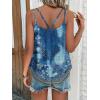 Debardeur Femme Été Top 2024 Chic Haut sans Manche Bretelles Spaghetti Rond Sangle Chemise Fluide Ample Camisole Top Tee Caraco(A-neu-bleu)