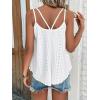 Debardeur Femme Été Top 2024 Chic Haut sans Manche Bretelles Spaghetti Rond Sangle Chemise Fluide Ample Camisole Top Tee Caraco(Blanc)