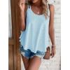 Debardeur Femme Été Top 2024 Chic Haut sans Manche Bretelles Spaghetti Rond Sangle Chemise Fluide Ample Camisole Top Tee Caraco(Bleu)
