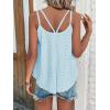Debardeur Femme Été Top 2024 Chic Haut sans Manche Bretelles Spaghetti Rond Sangle Chemise Fluide Ample Camisole Top Tee Caraco(Bleu)