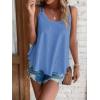 Debardeur Femme Été Top 2024 Chic Haut sans Manche Bretelles Spaghetti Rond Sangle Chemise Fluide Ample Camisole Top Tee Caraco(Bleu Foncé)