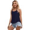 Debardeur Femme Été Top 2024 Chic Haut sans Manche Bretelles Spaghetti Rond Sangle Chemise Fluide Ample Camisole Top Tee Caraco(Bleu Marine)