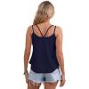 Debardeur Femme Été Top 2024 Chic Haut sans Manche Bretelles Spaghetti Rond Sangle Chemise Fluide Ample Camisole Top Tee Caraco(Bleu Marine)
