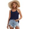 Debardeur Femme Été Top 2024 Chic Haut sans Manche Bretelles Spaghetti Rond Sangle Chemise Fluide Ample Camisole Top Tee Caraco(Bleu Marine)