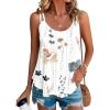 Debardeur Femme Été Top 2024 Chic Haut sans Manche Bretelles Spaghetti Rond Sangle Chemise Fluide Ample Camisole Top Tee Caraco(A-neu-blanc)