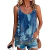 Debardeur Femme Été Top 2024 Chic Haut sans Manche Bretelles Spaghetti Rond Sangle Chemise Fluide Ample Camisole Top Tee Caraco(A-neu-bleu)