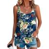 Debardeur Femme Été Top 2024 Chic Haut sans Manche Bretelles Spaghetti Rond Sangle Chemise Fluide Ample Camisole Top Tee Caraco(A-neu-bleu2)