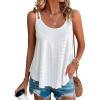 Debardeur Femme Été Top 2024 Chic Haut sans Manche Bretelles Spaghetti Rond Sangle Chemise Fluide Ample Camisole Top Tee Caraco(Blanc)