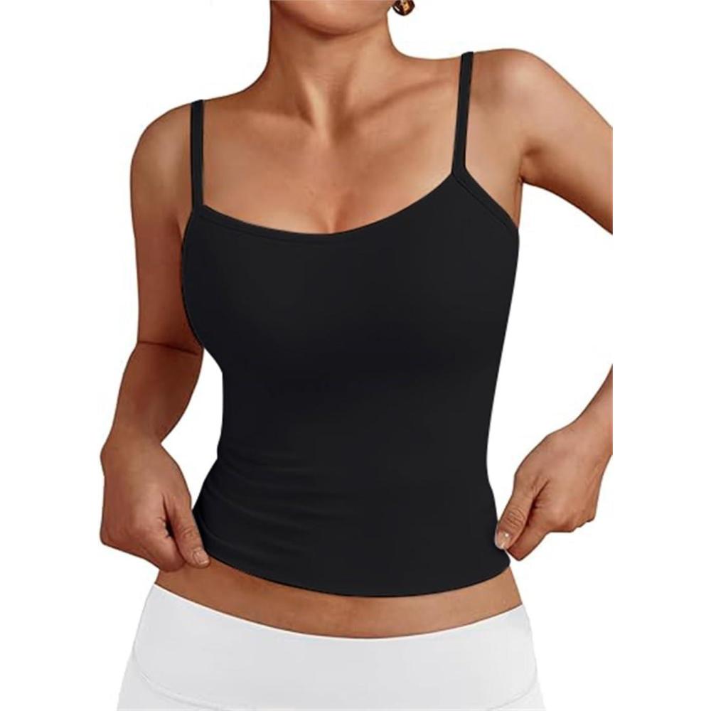 image:imageDbardeur dt bretelles pour femme Y2K Coupe ajuste Haut court Basique Camisole StreetwearNoirt1