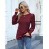 Hotouch Haut pour Femme Élégant Col Rond Manches Bouffantes Pull Casual Léger Manches Longues Blouse Hauts Automne Hiver(Bordeaux)
