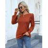 Hotouch Haut pour Femme Élégant Col Rond Manches Bouffantes Pull Casual Léger Manches Longues Blouse Hauts Automne Hiver(Caramel-1)