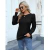 Hotouch Haut pour Femme Élégant Col Rond Manches Bouffantes Pull Casual Léger Manches Longues Blouse Hauts Automne Hiver(Noir)