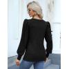 Hotouch Haut pour Femme Élégant Col Rond Manches Bouffantes Pull Casual Léger Manches Longues Blouse Hauts Automne Hiver(Noir)