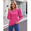 Hotouch Haut pour Femme Élégant Col Rond Manches Bouffantes Pull Casual Léger Manches Longues Blouse Hauts Automne Hiver(Rose)