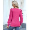 Hotouch Haut pour Femme Élégant Col Rond Manches Bouffantes Pull Casual Léger Manches Longues Blouse Hauts Automne Hiver(Rose)