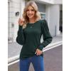 Hotouch Haut pour Femme Élégant Col Rond Manches Bouffantes Pull Casual Léger Manches Longues Blouse Hauts Automne Hiver(Vert-1)