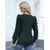 Hotouch Haut pour Femme Élégant Col Rond Manches Bouffantes Pull Casual Léger Manches Longues Blouse Hauts Automne Hiver(Vert-1)