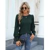 Hotouch Haut pour Femme Élégant Col Rond Manches Bouffantes Pull Casual Léger Manches Longues Blouse Hauts Automne Hiver(Vert-1)