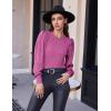 Hotouch Haut pour Femme Élégant Col Rond Manches Bouffantes Pull Casual Léger Manches Longues Blouse Hauts Automne Hiver(Violet)