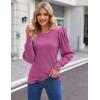 Hotouch Haut pour Femme Élégant Col Rond Manches Bouffantes Pull Casual Léger Manches Longues Blouse Hauts Automne Hiver(Violet)