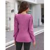 Hotouch Haut pour Femme Élégant Col Rond Manches Bouffantes Pull Casual Léger Manches Longues Blouse Hauts Automne Hiver(Violet)