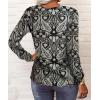 T-Shirt col V Blouses à Manches Longues pour Femmes Imprimé Tunique Tops Lâche Chemisier T-Shirts pour Femmes Sweat-Shirt Tuniques Basiques Haut Automne(Multicolore,S)(Style-b)