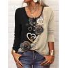 T-Shirt col V Blouses à Manches Longues pour Femmes Imprimé Tunique Tops Lâche Chemisier T-Shirts pour Femmes Sweat-Shirt Tuniques Basiques Haut Automne(Multicolore,S)(Noir)