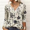 T-Shirt col V Blouses à Manches Longues pour Femmes Imprimé Tunique Tops Lâche Chemisier T-Shirts pour Femmes Sweat-Shirt Tuniques Basiques Haut Automne(Multicolore,S)(Style-d)